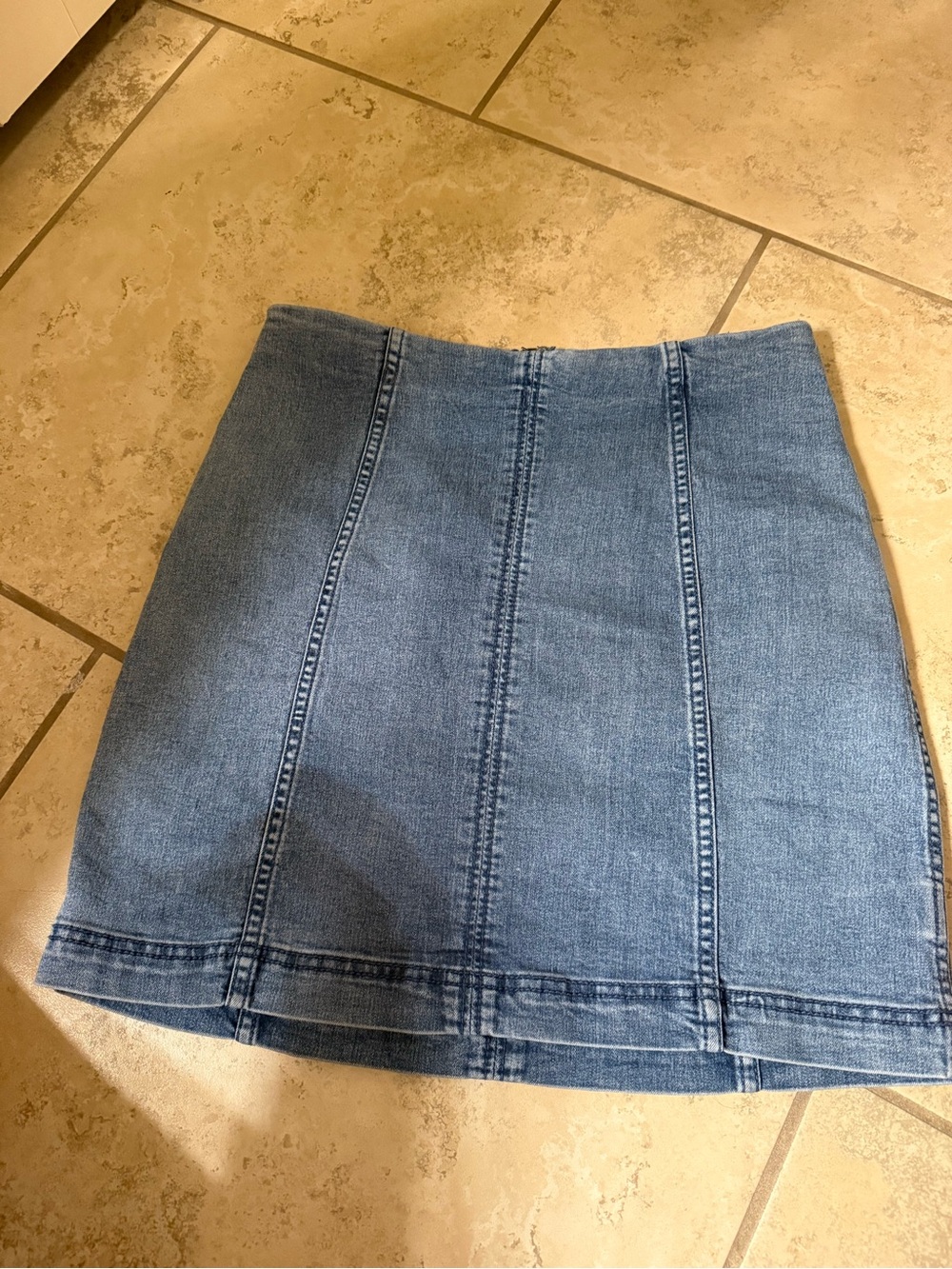 Free People Light Blue Denim Panel Mini Skirt